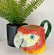 Fitz and Floyd Red Parrot Macaw Bird 3D Textured Coffee Mug Cup 1991 Vintage