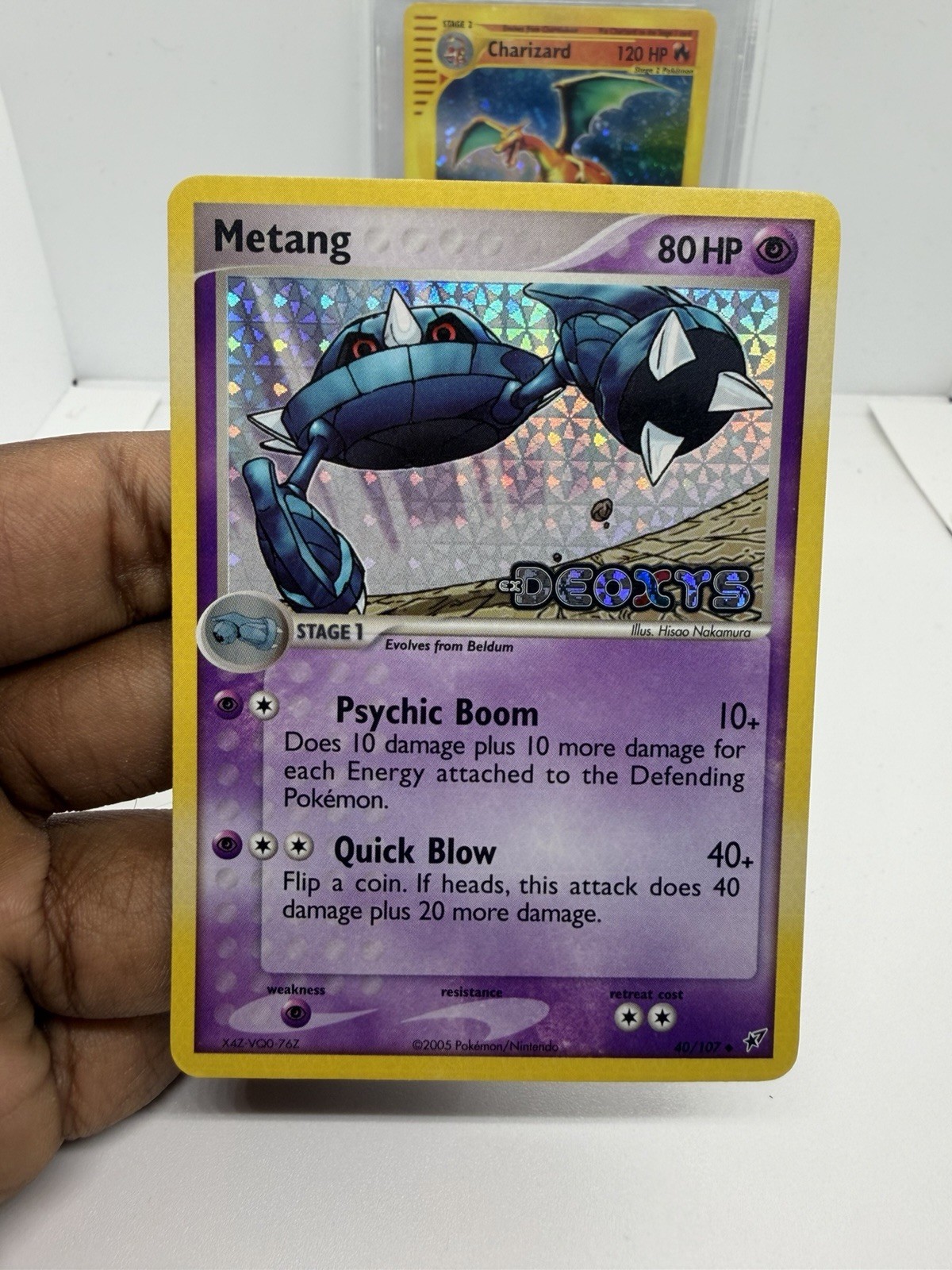 Metang 40/107 Reverse Holo Rare Stamped Pokémon EX Deoxys 2005 NM