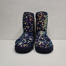 UGG CLASSIC SHORT 1112514 STELLAR MULTI SEQUIN WOMEN S BOOTS PURPLE US 7 EU 38