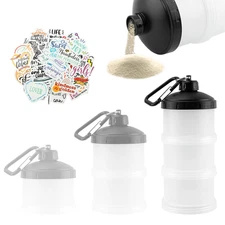Stackable Protein Powder Container with 50 Stickers & Keychain - 200ml Travel Si
