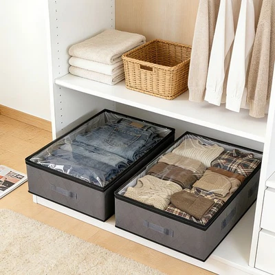Unterbett Aufbewahrungsbox 4er Set Faltbar mit Sichtfenster für Bett und Schrank - Bild 1 von 4