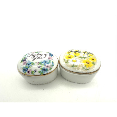 Lot Of 2 Enesco Small Trinket Boxes ''Thoughts of You    Thinking Of You 