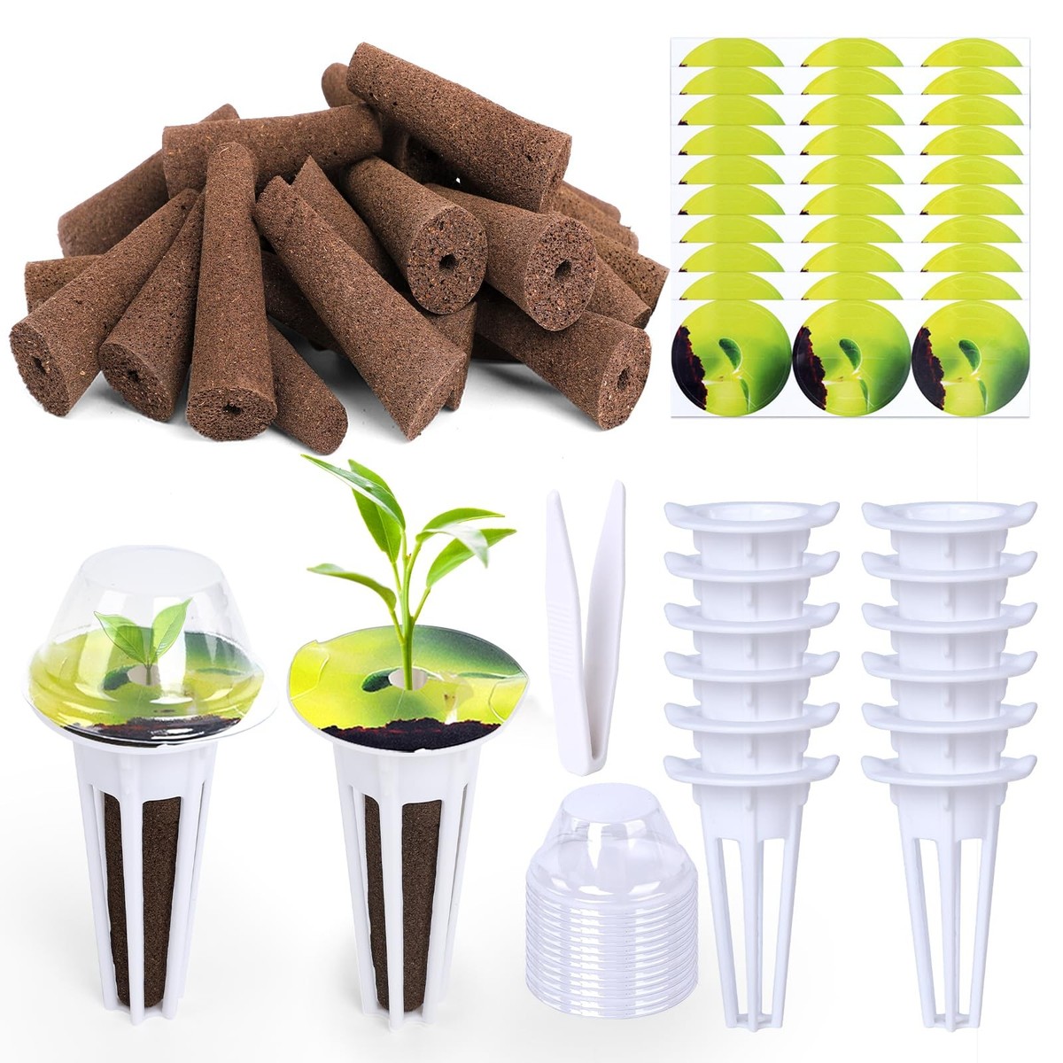 vuse go pods refill Phewnyzo Hydroponic Indoor Seed Pods Kit 79 pieces for Aerogarden Compatible with Grow Sponges Baskets Domes Labels Tweezer