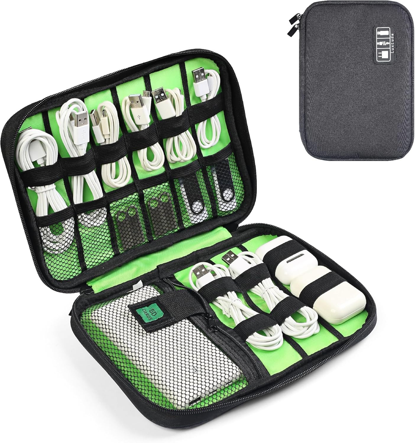 Travel Cable Organizer Bag, Flat Cord Organizer Case, Travel