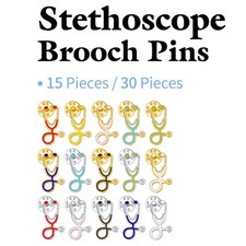 15pcs Stethoscope Brooch Pins Nurse Week Gift Enamel Lapel for Doctors