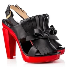 Christian Louboutin  Soclogolfi 120 Platform Slingback Sandals Black Red 36.5