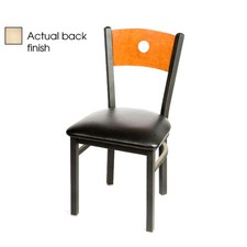 Oak Street Mfg Bullseye Natural Wood Back Chair w/Black Vinyl Seat