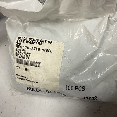 QTY 100 black oxide set up FLAT WASHERS 3/8 HEAT TREATED STEEL KP24267