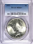 1923 PCGS MS64+ Peace Silver Dollar