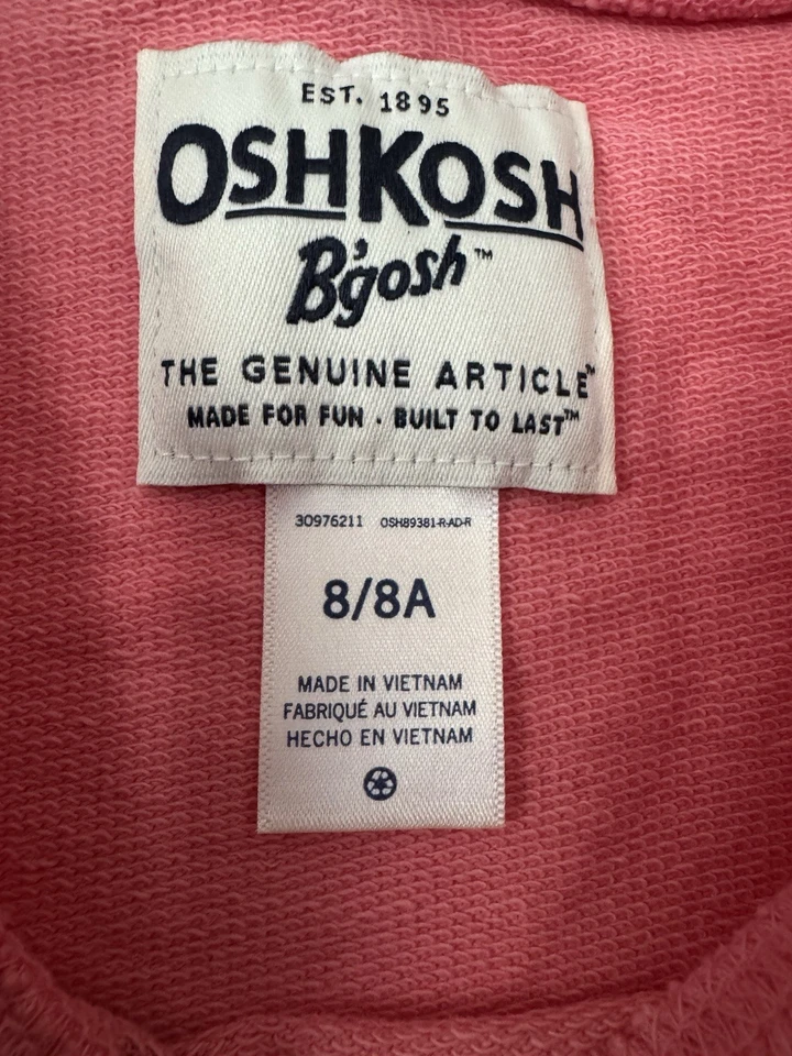 OshKosh B’gosh Kids Size 8 Cropped Sweatshirt Long Sleeve “Choose Kindness” Pink - Image 3 of 4