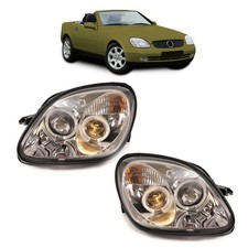 Design Halogen Scheinwerfer Chrom SET Ring f&uuml;r Mercedes SLK R170 ab 1996-2004