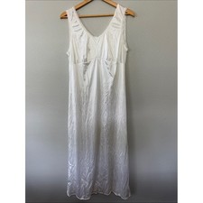 VTG White Satin Full Slip or Nightgown Women's Medium Granny Cottage Core