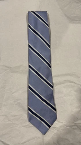 Tommy Hilfiger Light Blue and White Stripe MEN'S TIE 100% SILK MADE IN USA - product listing photo