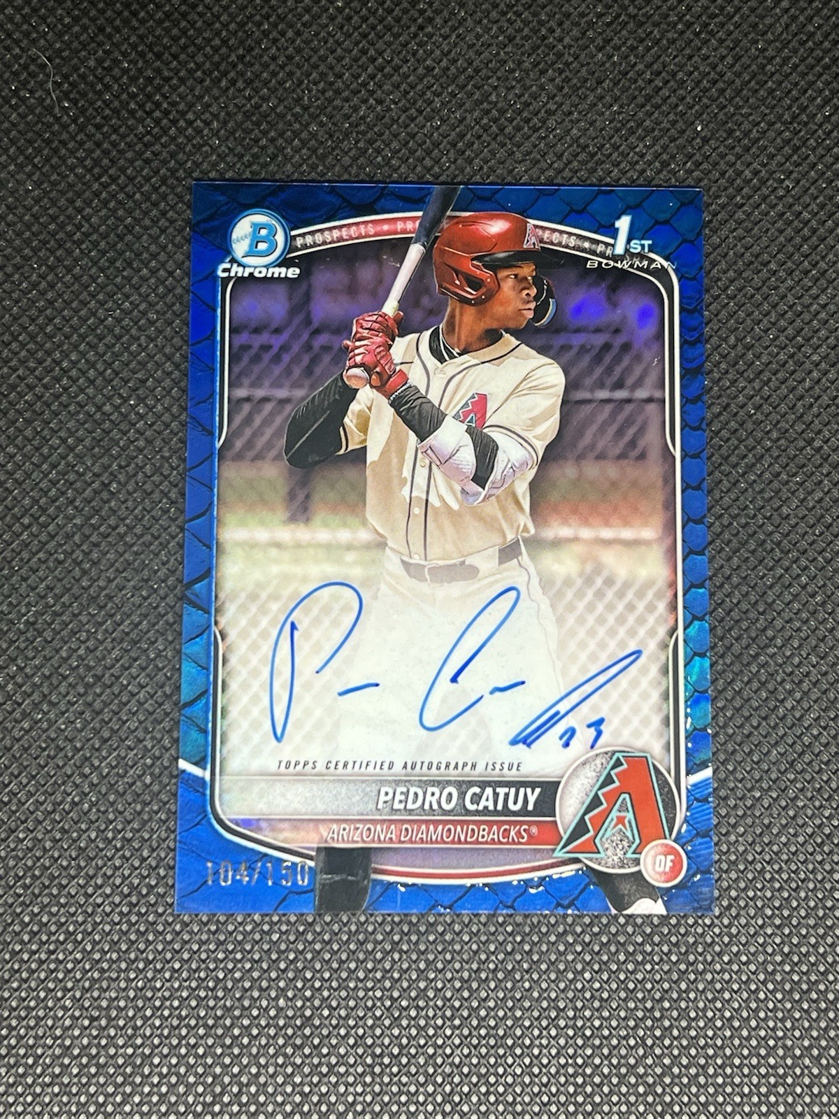 2025 Bowman Chrome PEDRO CATUY 1st Bowman Blue Reptilian Auto /150