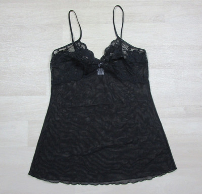 Vintage Seductive Wear Cinema Etoile Babydoll Lingerie (M) Black Sheer Chemise