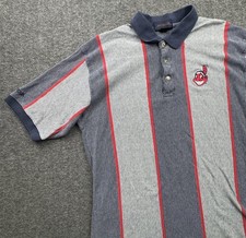 Cleveland Indians Antigua Striped Polo Shirt Mens Sz XL Vintage MLB Baseball