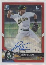 2018 Bowman Draft Chrome Pick Red Wave Refractor 1/5 Jeremy Eierman Auto 0rd2