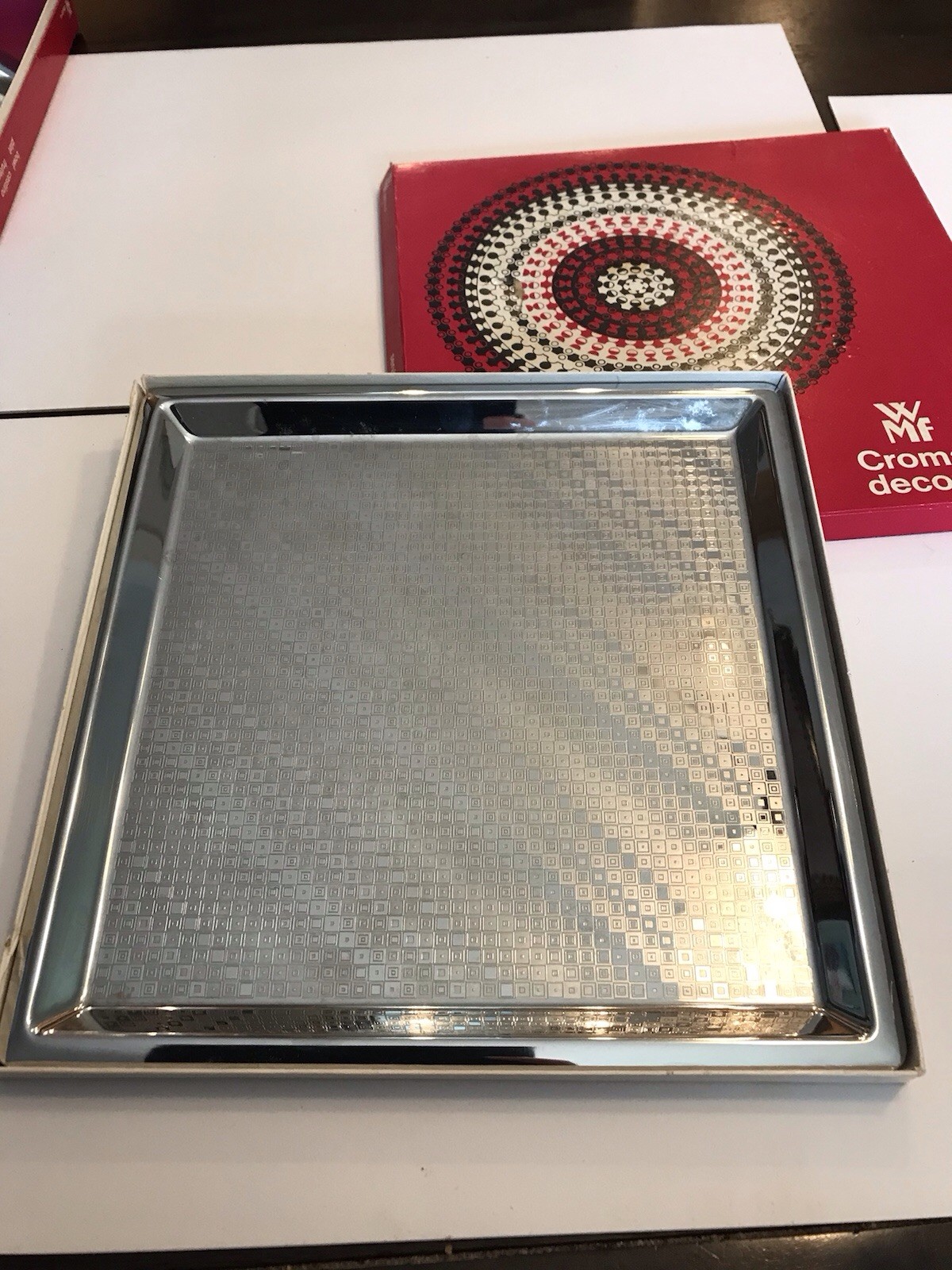 VINTAGE MCM WMF Cromargan Decor-a Serving Tray Stainless German Tablett 7432 663