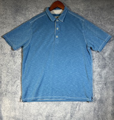 Tommy Bahama Emfielder Polo Men's Size Large Heather Blue Contrast Stitching