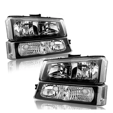 Fit For Chevy Silverado Avalanche 1500-3500 2003-2006 Headlight Lamp Black
