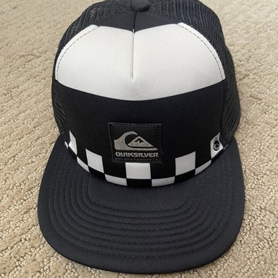 Quicksilver Trucker Hat Snapback Black And White Checkered Emo Style OSFM NWOT