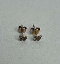 14k Yellow Gold Butterfly Stud Earrings Metal Animal Insect Theme Stud Pushback