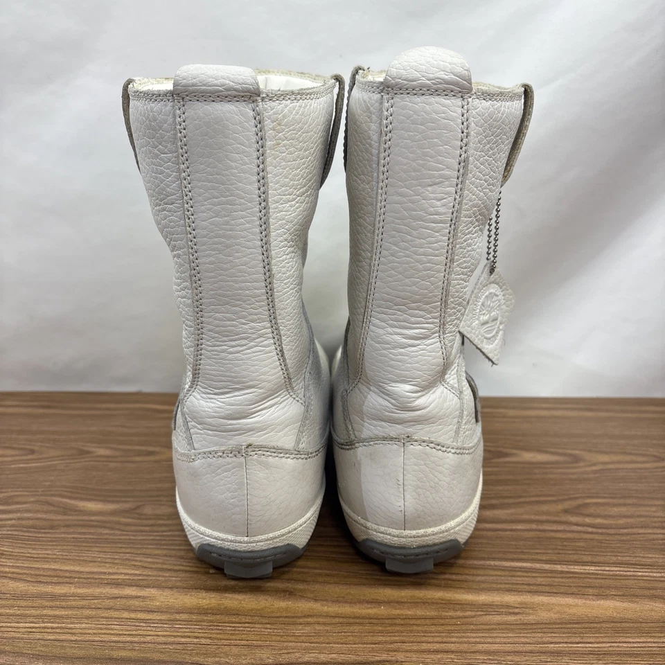 Timberland Botas Mujer 8 1/2 M Cuero Blanco Medio Pantorrilla Forradas Invierno De Colección Y2K Foto 4 de 4