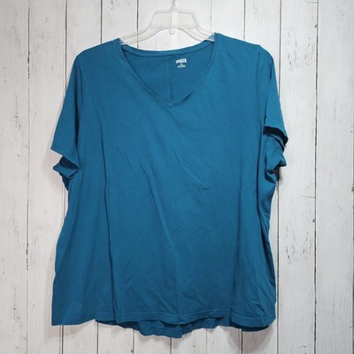 Duluth Trading Longtail T Shirt Womens Blue Cotton Short Sleeve V Neck Size 2X