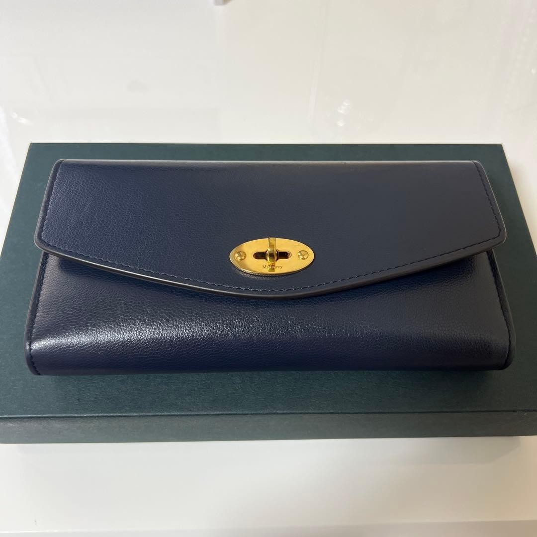MULBERRY Long wallet Leather Navy Authentic From Japan
