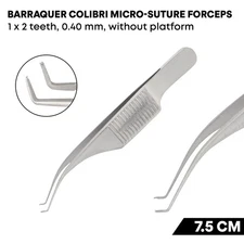 Colibri Micro Suture Tying Barraquer Forceps 1 x 2  Teeth Ophthalmic Instruments