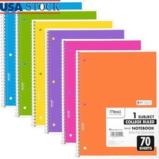 College Ruled Notebooks 6 Pack 140 Pages Perforated Soft Cover 3 Hole Punched US
