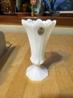 Fenton White Paneled Vase NIB 6 In