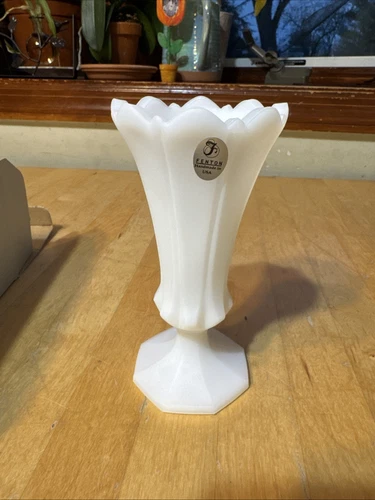Fenton White Paneled Vase NIB 6 In