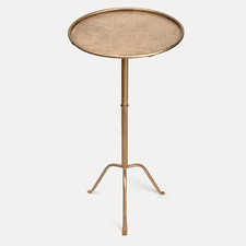 Antique Brass Metal Martini Side Table - Compact Art Deco Cocktail Table