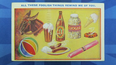 Comic Postkarte 1949 Esel Bier Eis Eis DIESE DUMMEN DINGE ERINNERN MICH