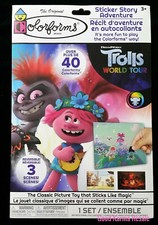 Colorforms Trolls World Tour Sticker Story Adventure Board Play Set 45pc 3 Scene