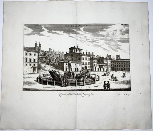 1679 Fontain Barcaccia, Rome, Susanna Sandrart, folio master engraving - Picture 2 of 2