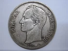 1904 VENEZUELA 5 BOLIVARES LIBERTADOR SILVER