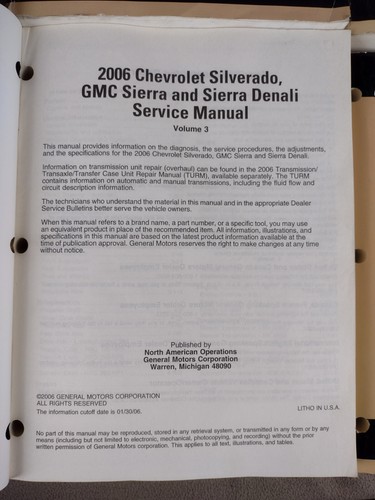 2006 Chevy Silverado Sierra Denali CK8PU Truck Factory Service Manual Set 1-4 - Imagen 5 de 10
