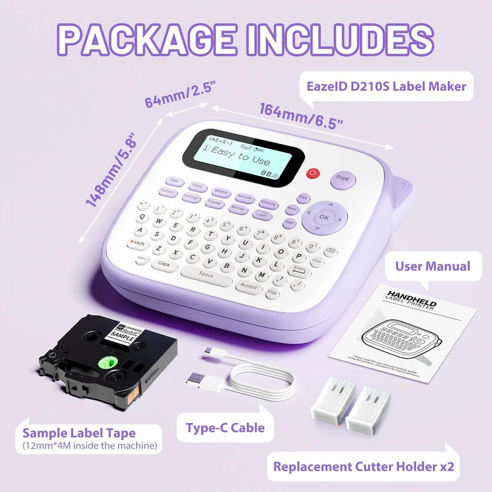 D210S Portable Waterproof Label Maker Machine with Tapes