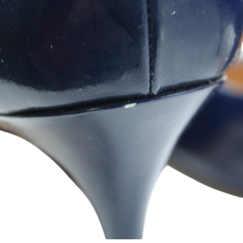 Manolo Blahnik Navy Patent Leather Heels Bow Cutout Size 9.5 (39.5) Designer - Picture 9 of 9