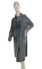 Sundance Vtg 90s Acid Wash Blue Denim Duster Long Jacket Made in USA Sz Small