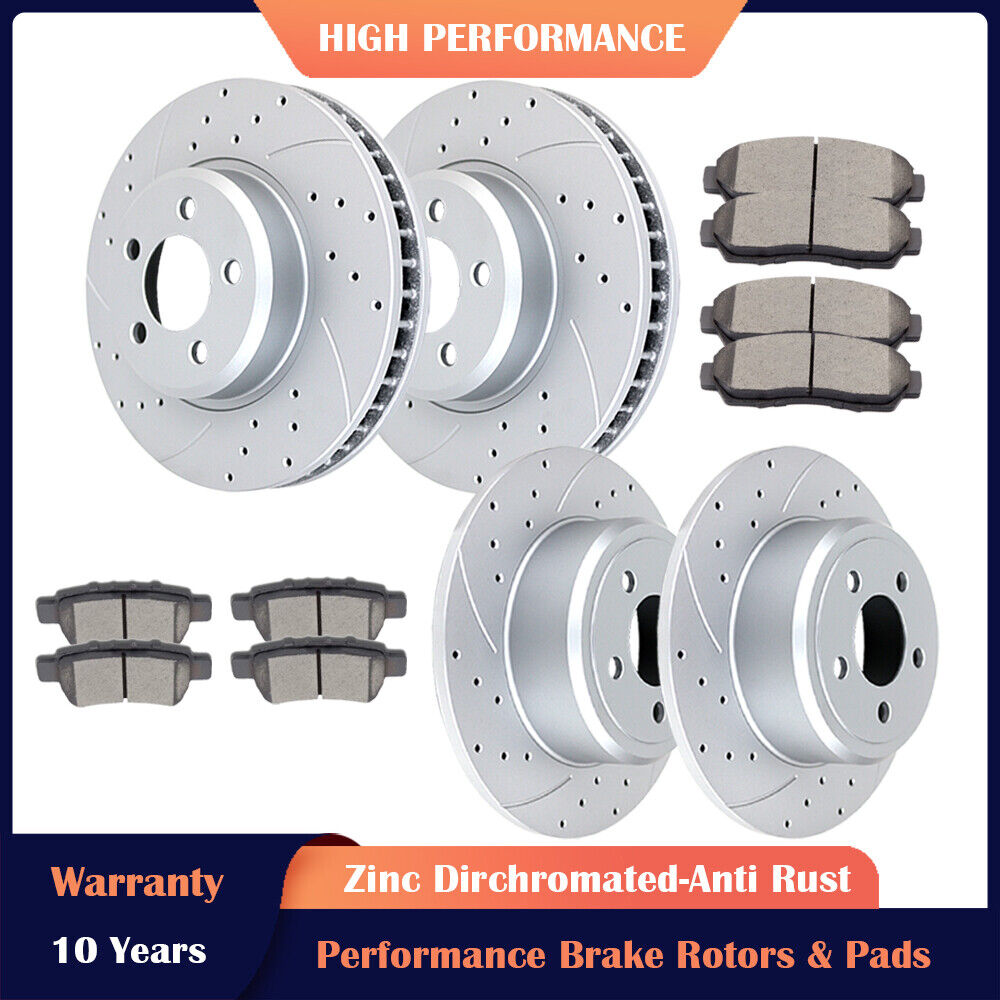 Front Rear Slotted Rotors and Brake Pads Kits for Dodge Challenger Charger RWD