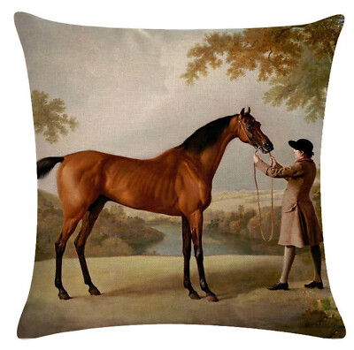 Kissenbezug Canvas-Stoff Pferdmotiv George Stubbs Pferd  mit Stallknecht