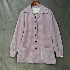Vintage 70s Gingham Mod Jacket Plaid Blazer Notched Collar M/L Handmade Retro