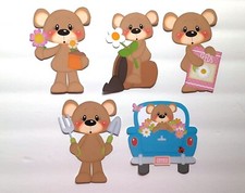 3D UPick Spring Garden Bear Plant Car Flowers Scrapbook Card Embellishment