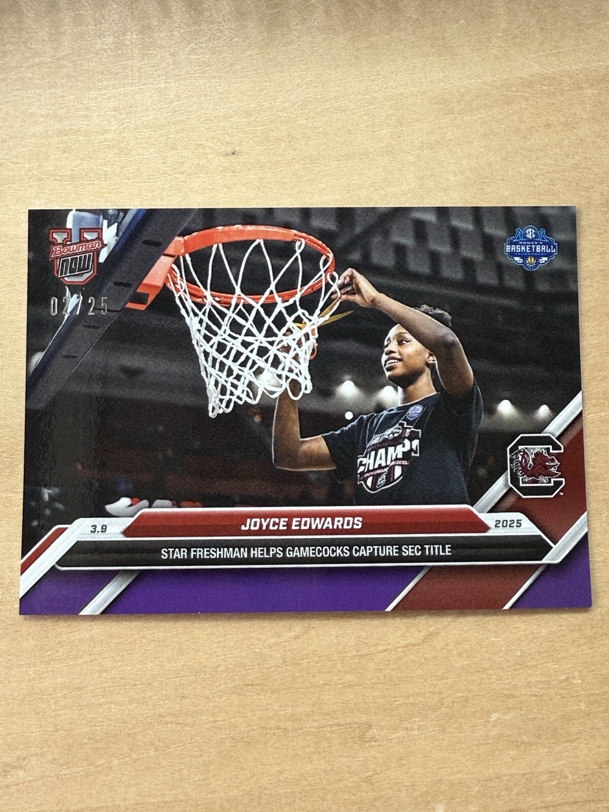 24/25  Topps Now BOWMAN U 80 JOYCE EDWARDS SOUTH CAROLINA GAMECOCKS PURPLE /25