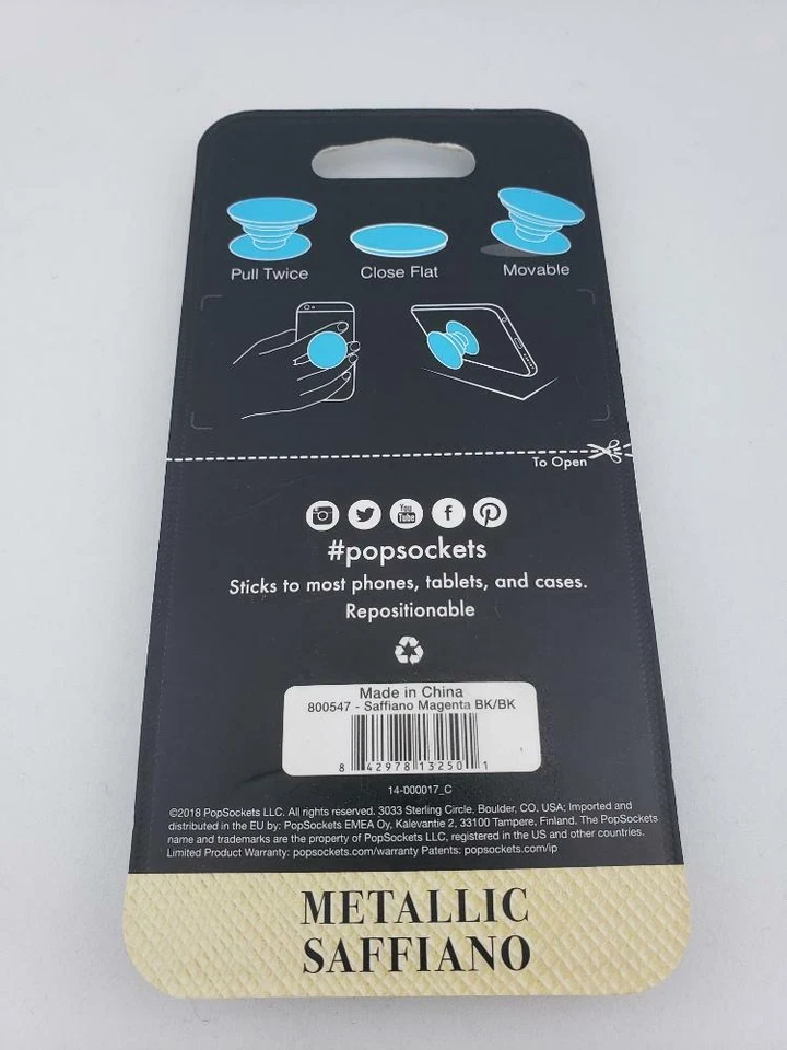 Popsockets Phone Grip And Stand - Metallic Saffiano Magenta - Image 2 of 2