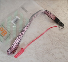 OFF WHITE Fashion Style Lanyard Keychain Clasp Metallic Pink Material  Zip Tie
