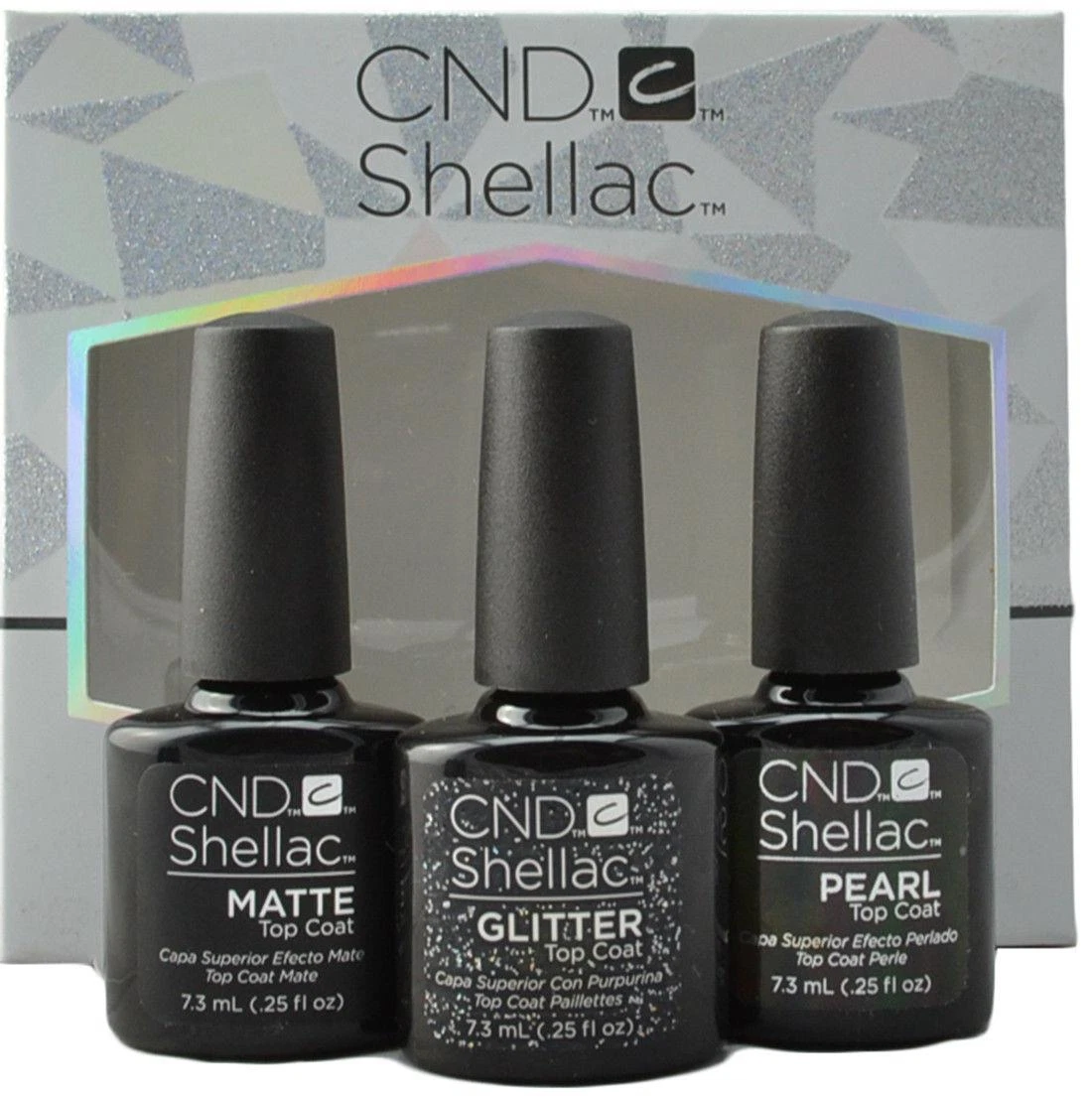 Eddike hovedsagelig spion CND Shellac Top Coat Collection - ALLURING TRILOGY Matte/Pearl/Glitter 3 x  7.3ml | eBay